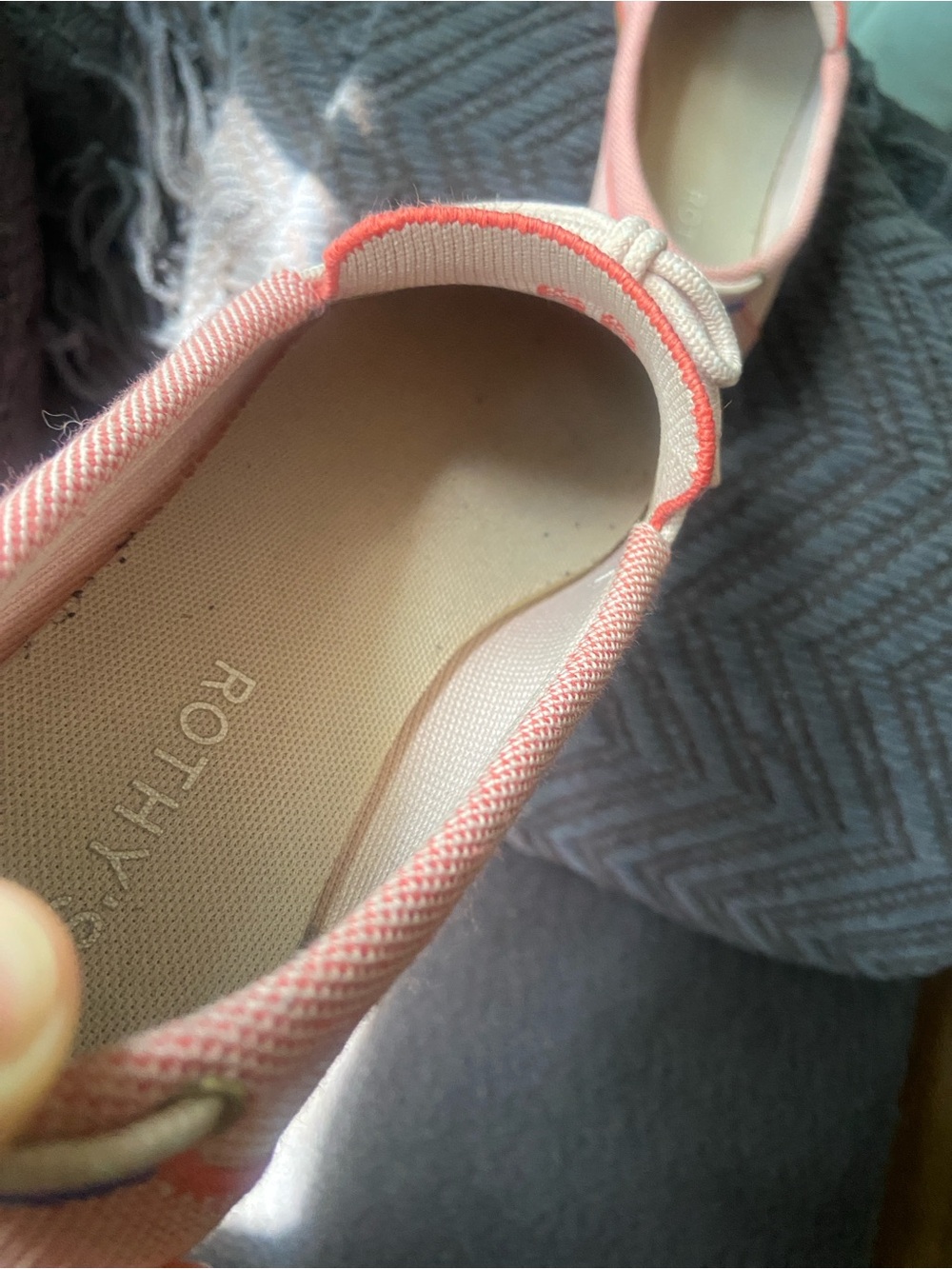 Rothy's Pink Knit Slip-On Loafers with Cream Laces - Picture 6 of 9